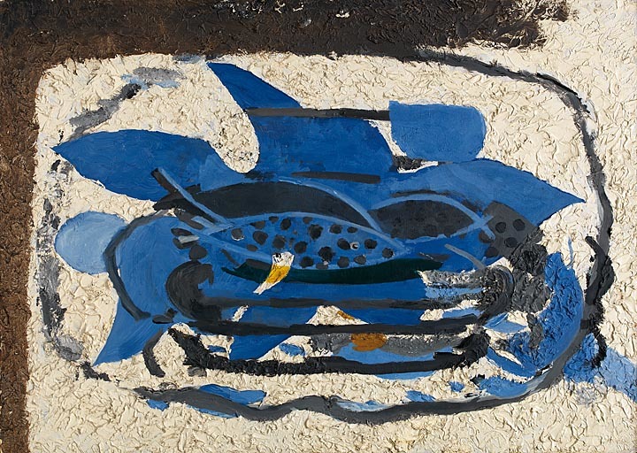 George Braque, L’aquarium bleu (Das blaue Aquarium), 1960–62 Öl auf Karton auf Leinwand, Galerie Haas AG, Zürich © VG Bild-Kunst, Bonn 2018