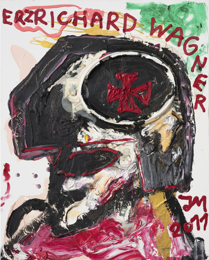 Jonathan Meese: "KEINE mickrige SELBSTSUCHT", 2011 Öl, Acryl und Mixed Media auf Leinwand